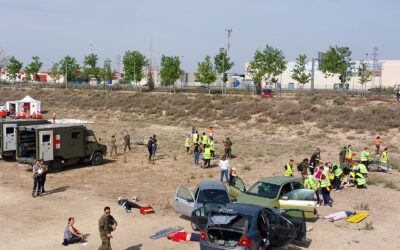 La Universidad San Jorge organiza un simulacro de accidente múltiple con cerca de 100 voluntarios y diferentes entidades y fuerzas de seguridad
