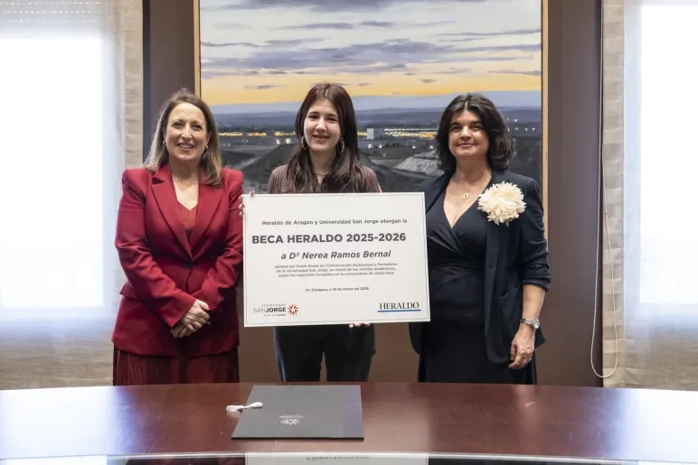 La Universidad San Jorge y Heraldo de Aragón renuevan su colaboración y premian la excelencia con becas para los alumnos de Comunicación de la USJ